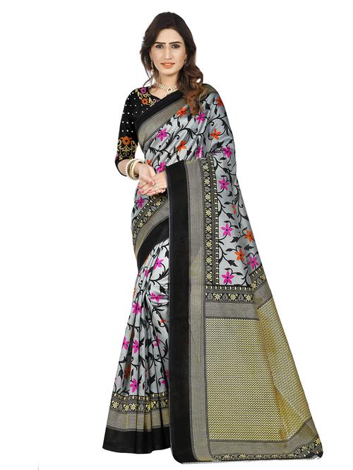 women's floral grey colored saree - 19629273 - Very Small Image - 1