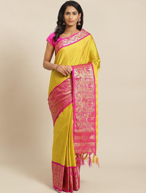 women's self design yellow colored saree - 19629515 - Very Small Image - 1