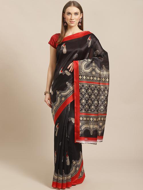 black art silk woven printed saree - 19629557 - Very Small Image - 1