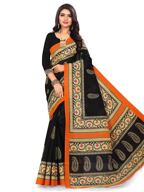 women's self design black colored saree with blouse - 19629730 - Very Small Image - 1