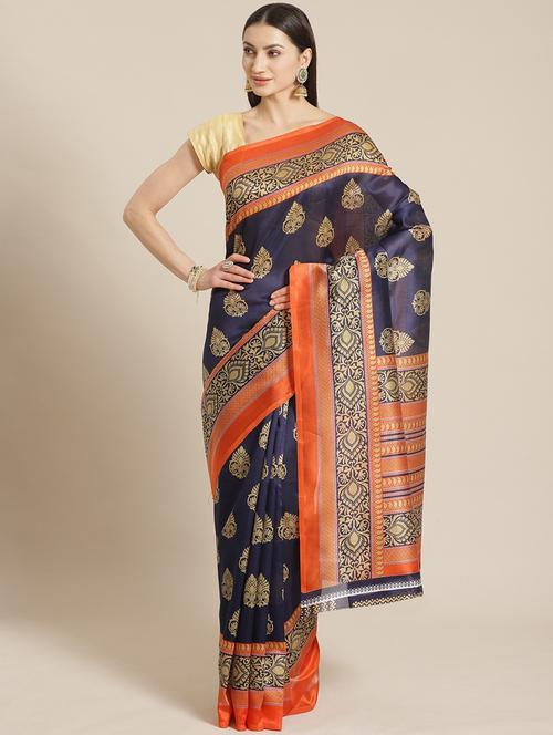 women's printed blue colored saree - 19629740 - Very Small Image - 1