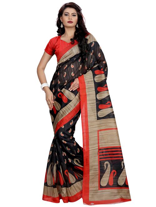 women's printed multi colored saree with blouse - 19629765 - Very Small Image - 1