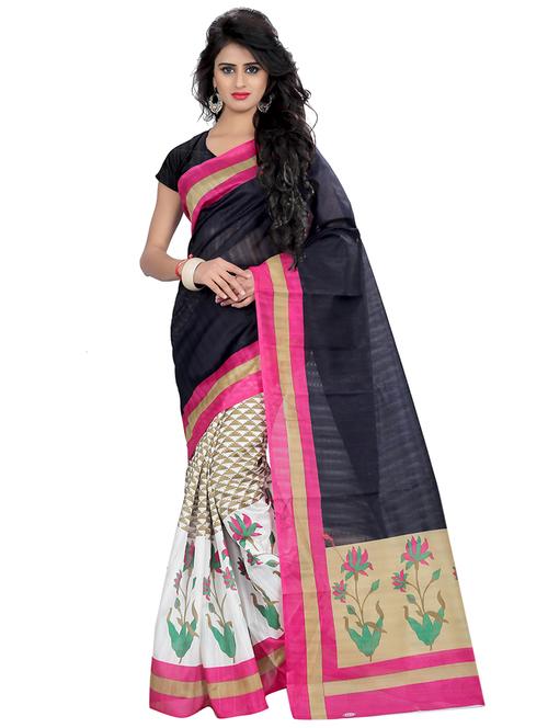 women's printed multi colored saree with blouse - 19629793 - Very Small Image - 1