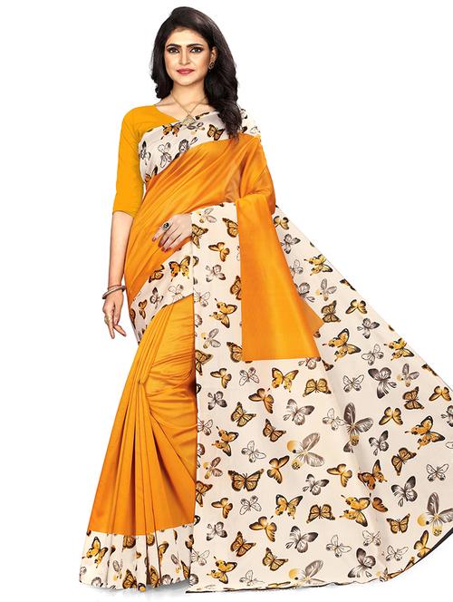 women's printed yellow colored saree - 19629799 - Very Small Image - 1
