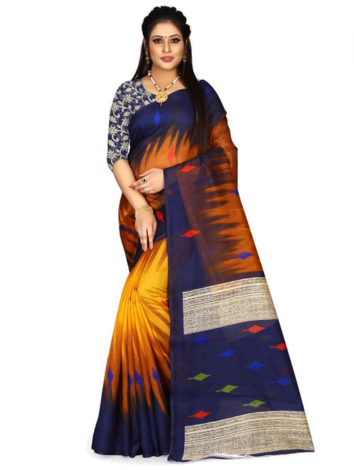 women's printed multi colored saree with blouse - 19629906 - Very Small Image - 1