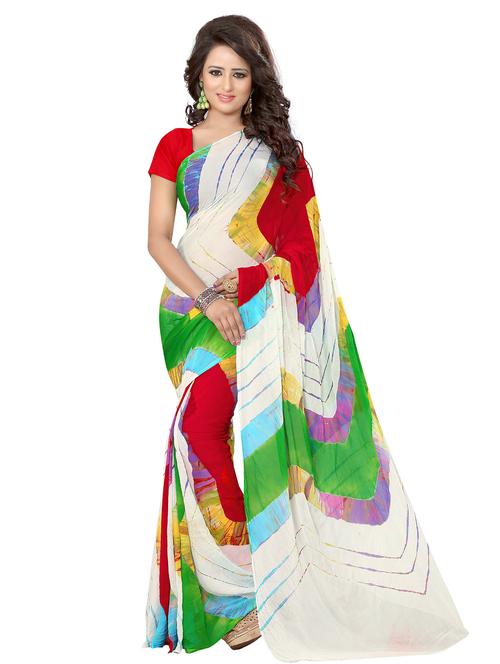 women's abstract multi colored saree with blouse - 19630489 - Very Small Image - 1