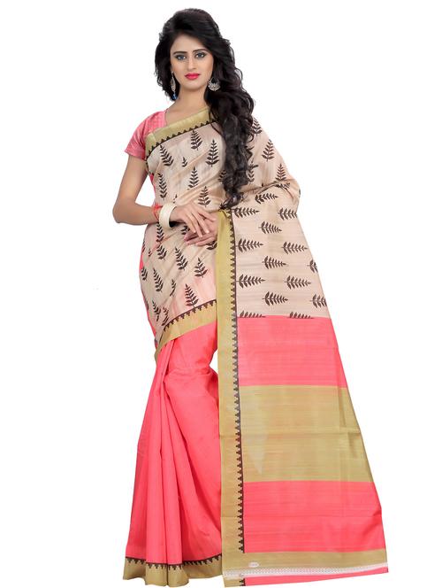 color block printed saree with blouse - 19630516 - Very Small Image - 1