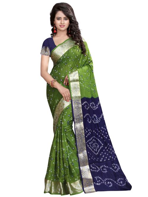 women's self design green colored saree with blouse - 19630631 - Very Small Image - 1