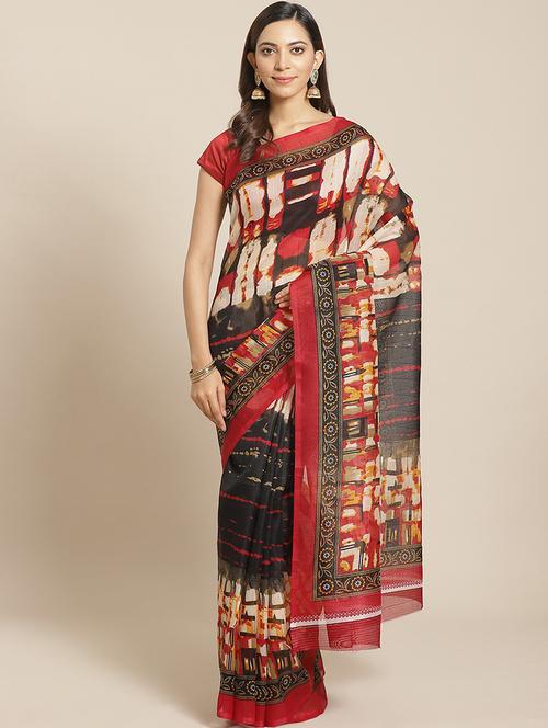 women's abstract multi colored saree with blouse - 19630865 - Very Small Image - 1