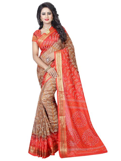 women's bandhani multi colored saree - 19631146 - Very Small Image - 1
