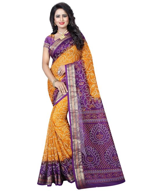 women's bandhani purple colored saree - 19631151 - Very Small Image - 1