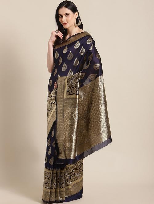women's floral purple colored saree with blouse - 19631177 - Very Small Image - 1