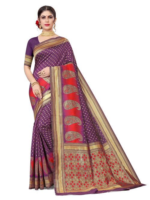 women's self design purple colored saree - 19631192 - Very Small Image - 1