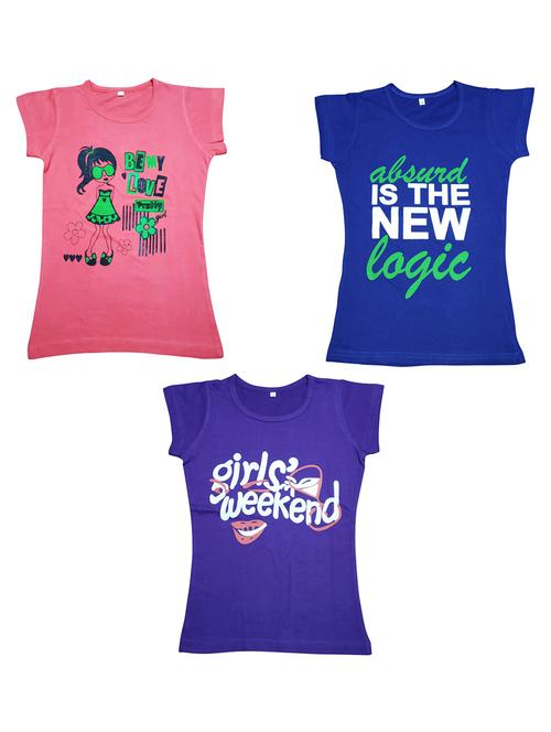 girls round neck solid t-shirt set - 19632031 - Very Small Image - 1