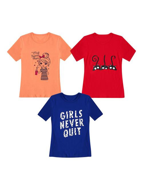 girls pack of 3 printed regular tees - 19635233 - Very Small Image - 1