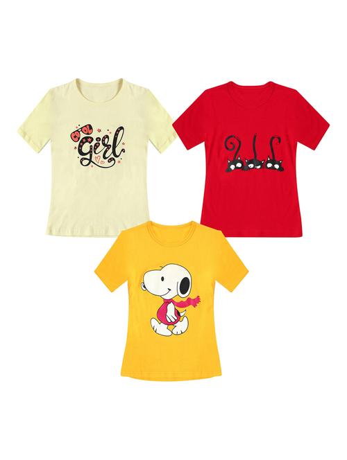 girls pack of 3 printed regular tees - 19635237 - Very Small Image - 1