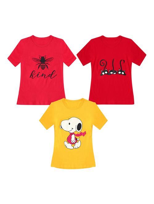 girls pack of 3 printed regular tees - 19635248 - Very Small Image - 1