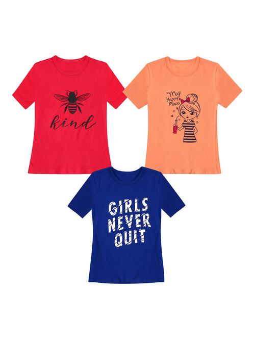 girls pack of 3 printed regular tees - 19635254 - Very Small Image - 1