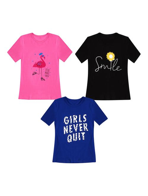 girls pack of 3 printed regular tees - 19635261 - Very Small Image - 1