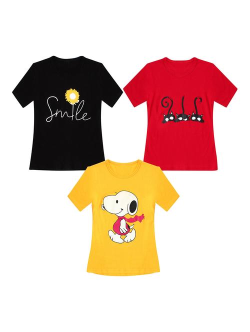 girls pack of 3 printed regular tees - 19635265 - Very Small Image - 1