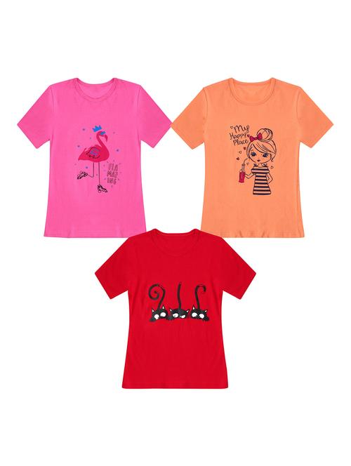 girls pack of 3 printed regular tees - 19635295 - Very Small Image - 1