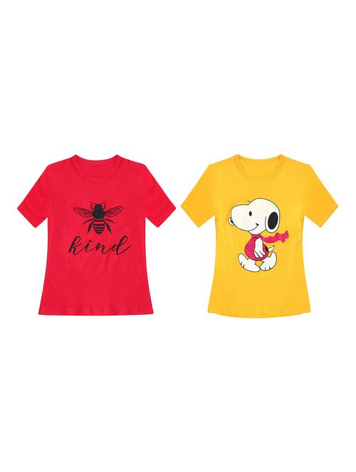 girls pack of 2 printed regular tees - 19635331 - Very Small Image - 1