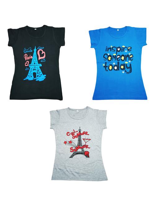 girls pack of 3 printed regular tees - 19635360 - Very Small Image - 1