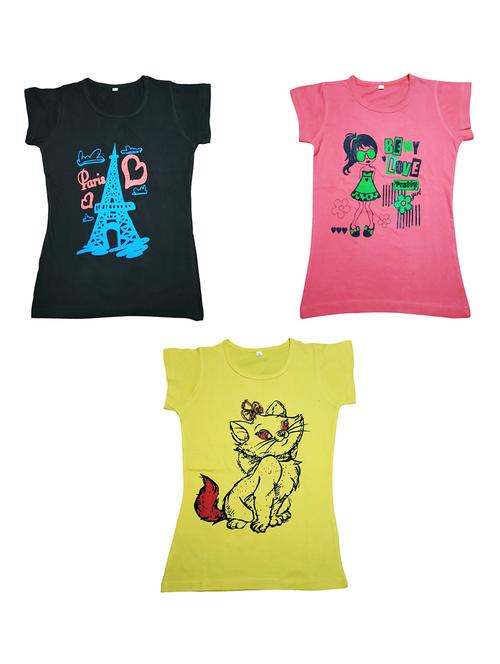 girls pack of 3 printed regular tees - 19635361 - Very Small Image - 1
