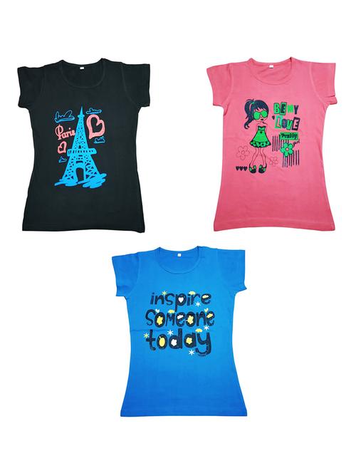 girls pack of 3 printed regular tees - 19635369 - Very Small Image - 1