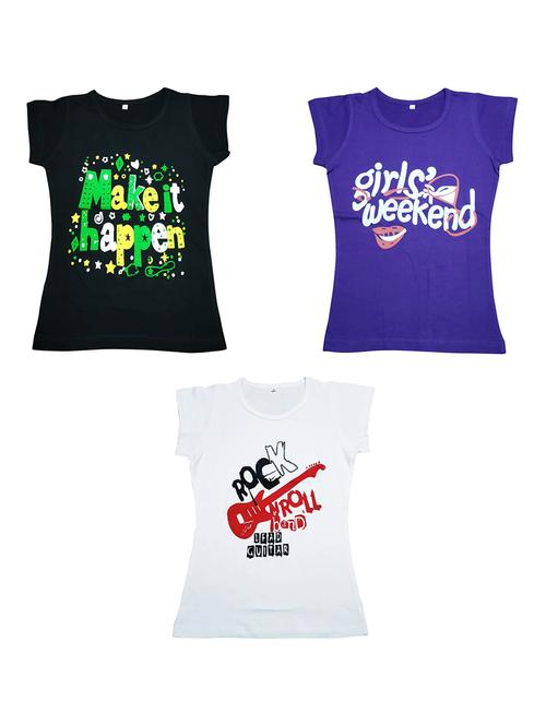 girls pack of 3 printed regular tees - 19635373 - Very Small Image - 1