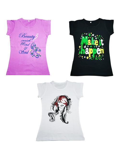 girls pack of 3 printed regular tees - 19635388 - Very Small Image - 1