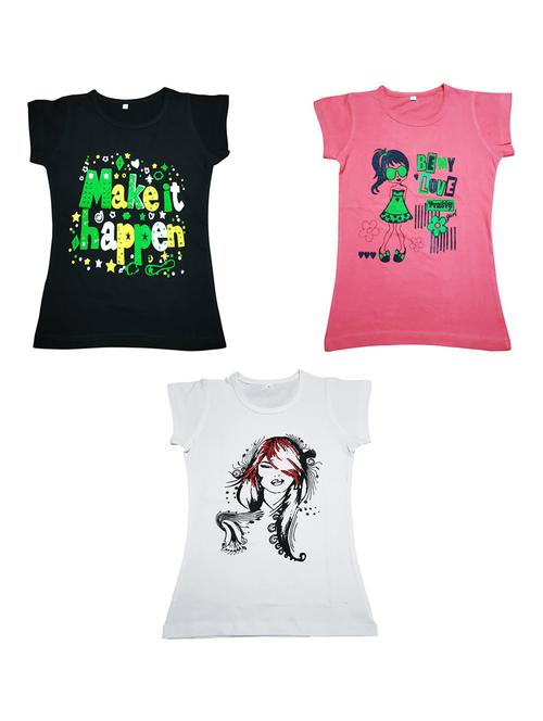 girls pack of 3 printed regular tees - 19635401 - Very Small Image - 1