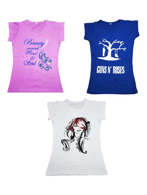 girls pack of 3 printed regular tees - 19635415 - Very Small Image - 1