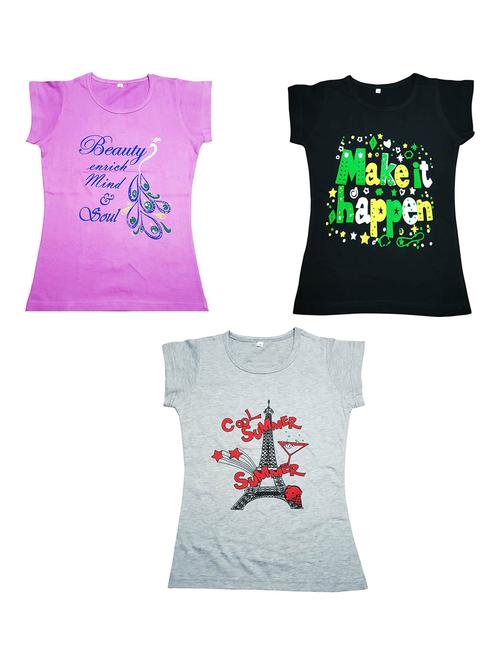girls pack of 3 printed regular tees - 19635432 - Very Small Image - 1