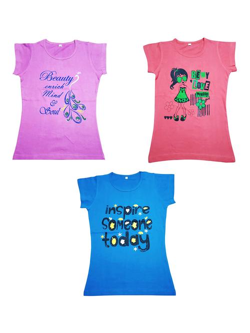 girls pack of 3 printed regular tees - 19635444 - Very Small Image - 1