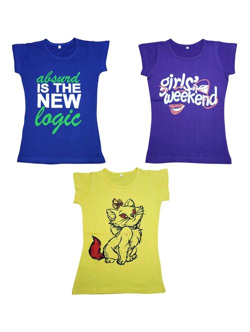 girls pack of 3 printed regular tees - 19635454 - Very Small Image - 1