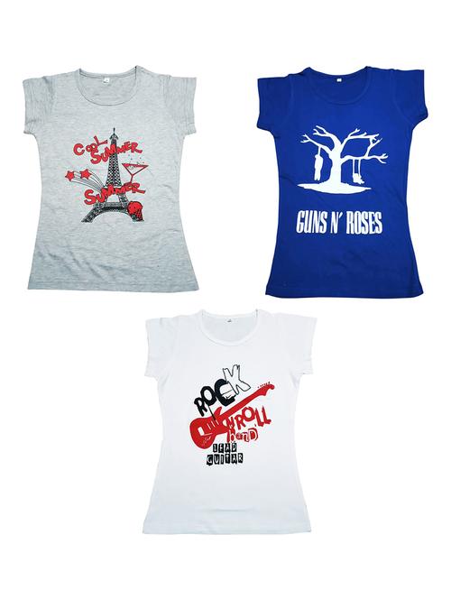 girls pack of 3 printed regular tees - 19635464 - Very Small Image - 1