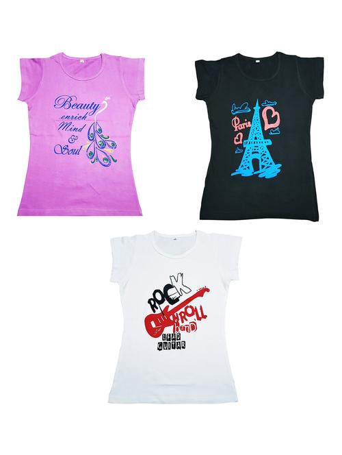 girls pack of 3 printed regular tees - 19635466 - Very Small Image - 1