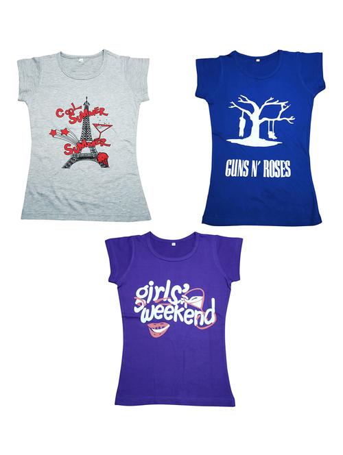 girls pack of 3 printed regular tees - 19635467 - Very Small Image - 1