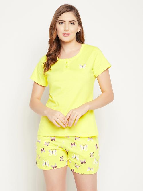 butter fly print shorts set nightwear set - 19637966 - Very Small Image - 1