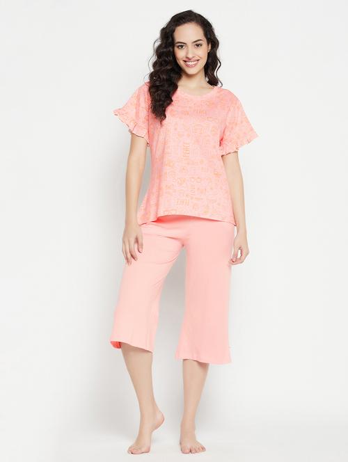 printed capri set nightwear set - 19637994 - Very Small Image - 1