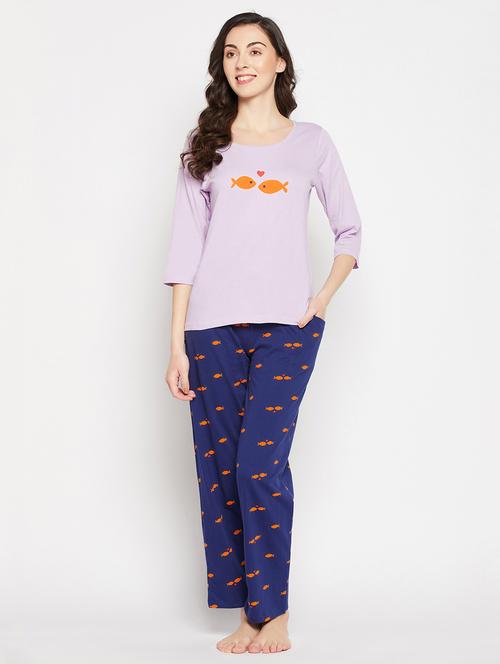 fish print pyjama set nightwear set - 19638039 - Very Small Image - 1