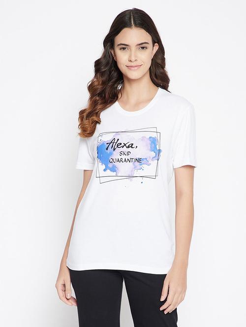 women's front print round neck t-shirt - 19639150 - Very Small Image - 1
