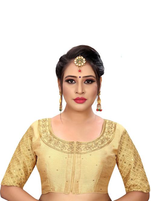 gold cotton blend regular blouse - 19639239 - Very Small Image - 1