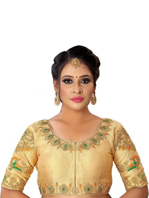 gold cotton blend regular blouse - 19639290 - Very Small Image - 1
