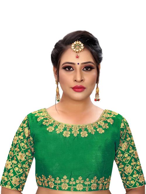 green cotton blend regular blouse - 19639299 - Very Small Image - 1