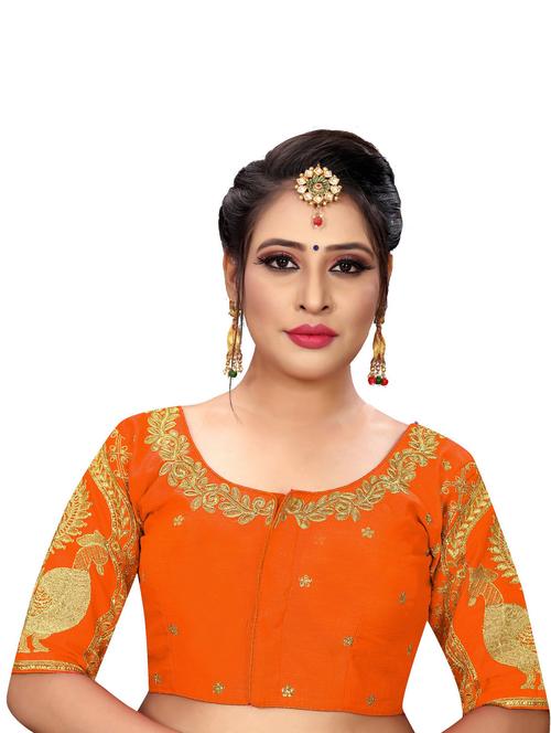 orange cotton blend regular blouse - 19639308 - Very Small Image - 1