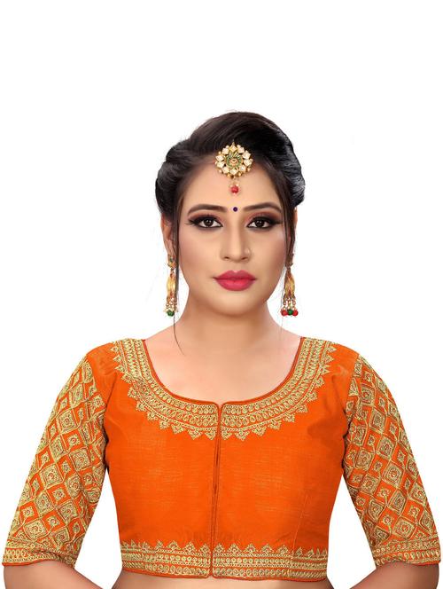 orange cotton blend regular blouse - 19639357 - Very Small Image - 1