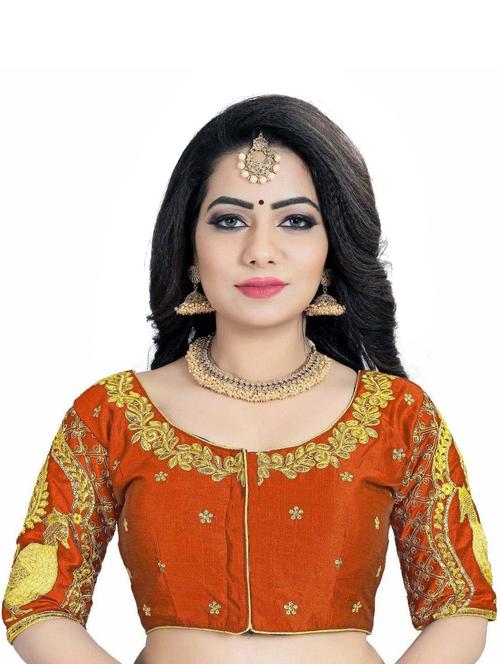 orange cotton blend regular blouse - 19639906 - Very Small Image - 1
