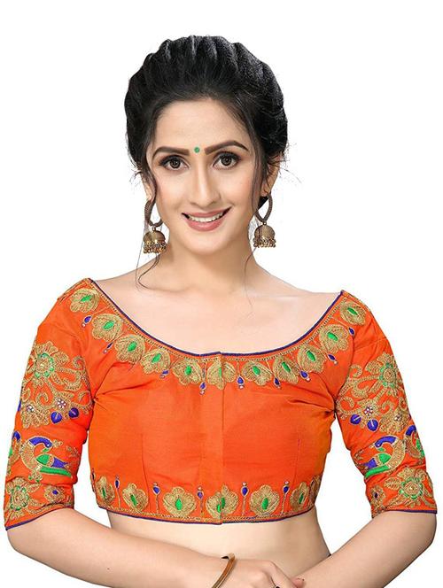 orange satin regular blouse - 19639967 - Very Small Image - 1